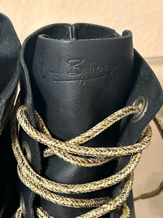 John Fluevog Paul Black Leather Combat Lace-Up Ankle Boots Size 5/6.5 - Picture 8 of 16